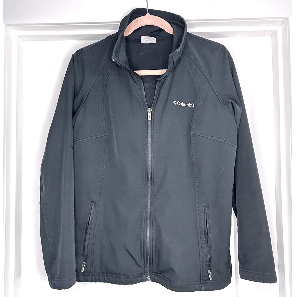 Columbia Womens Black Softshell Windproof‎ Fleece Lined Full Zip Jacket Large